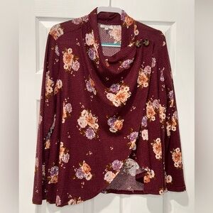 Maurices floral waffle‎ knit top/cardigan 0X